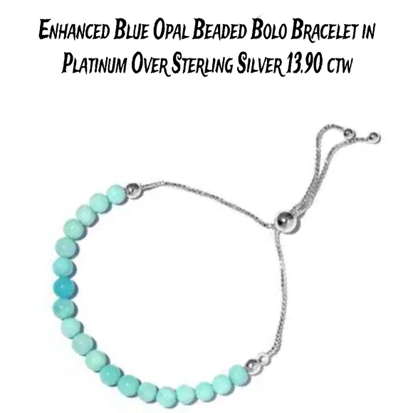 Blue Opal Beaded Bolo Bracelet in Platinum / Sterling Silver 13.90 cwt - Picture 1 of 6
